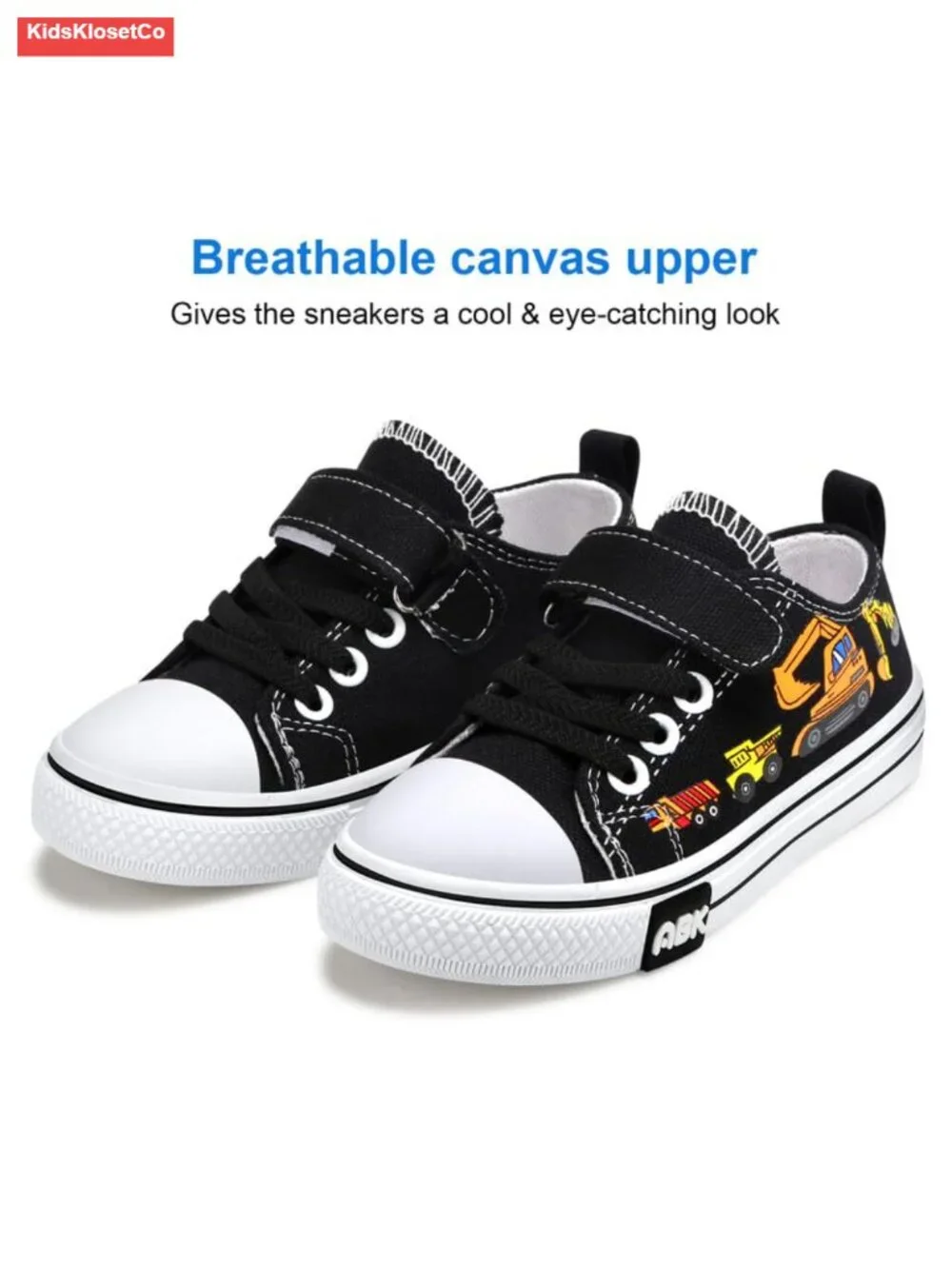 Toddler Slip On Canvas Sneakers Dinosaur Print Hook & Loop Adjustable Strap